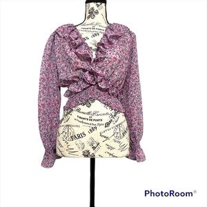 Zara Womens Floral Long Sleeve Crop Top